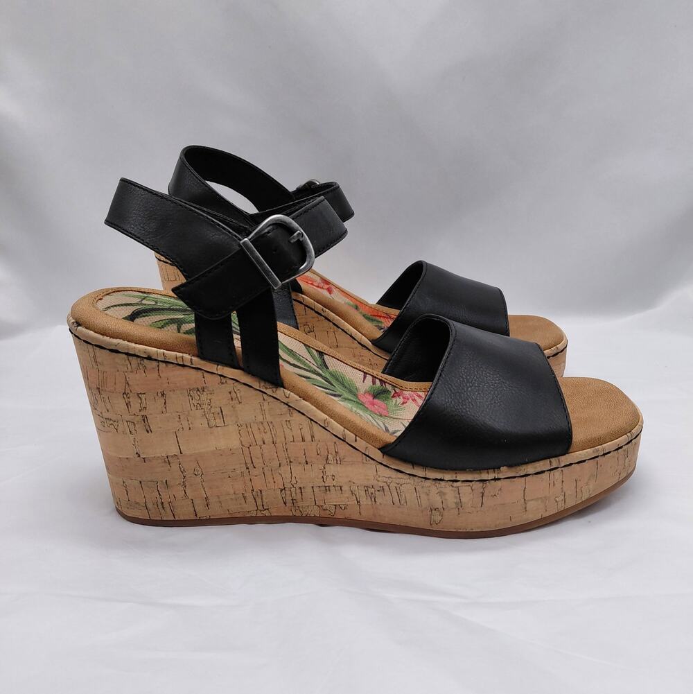 b.o.c. Wedge Heel Platform Sandals Women's Size 10M Black Summer Casual Shoes